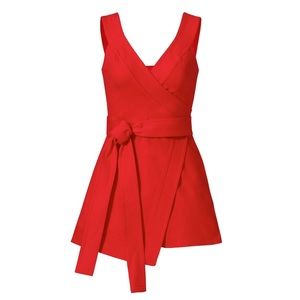 Alexis red skort wrap around romper
